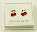 Earring Silver Cherry Enamel