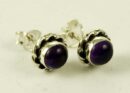 Silver Earring Stud Amethyst