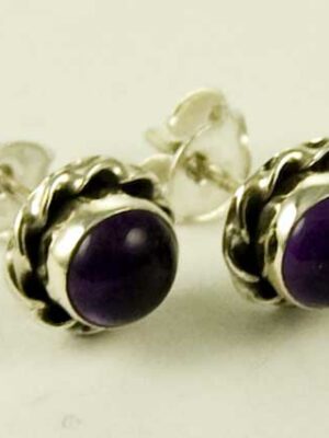 Silver Earring Stud Amethyst
