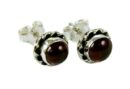 Silver Earring Stud Garnet