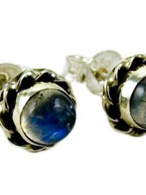 Silver Earring Stud Labradorite 7mm