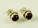 Silver Earring Stud Garnet
