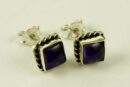 Silver Earring Stud Amethyst