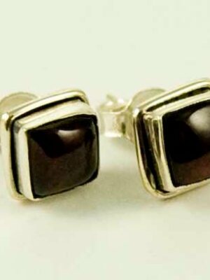 Silver Earring Stud Garnet