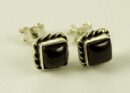 Silver Earring Stud Garnet