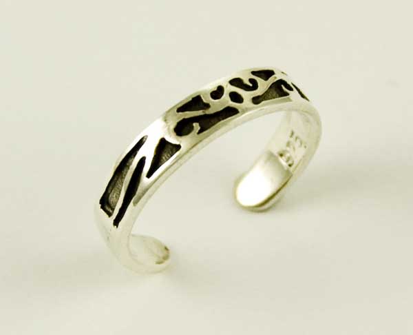 Toe Ring Silver Cut Shapes
