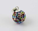 Pendant Silver Ball White Multi Colour 12mm