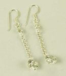 Silver Earring Drop Clear L5cm