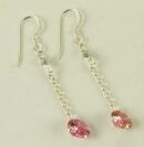 Silver Earring Drop Pink L5cm