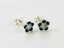 Earring Silver Flower Blue