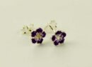 Earring Silver Flower Purple