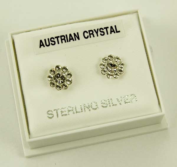 Silver Earring Stud Flower W7m