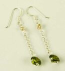 Silver Earring Drop Green L5cm