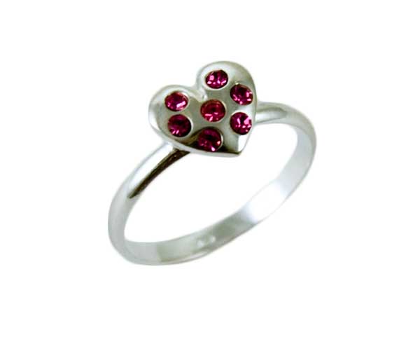 Ring Silver Heart Pink CZ