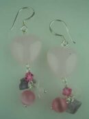 Earring Silver Heart Stones