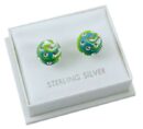 Earring Silver Stud Ball 8mm Green