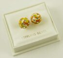 Earring Silver Stud Ball 8mm Orange