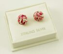 Earring Silver Stud Ball 8mm Pink