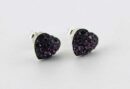 Earring Silver Stud Heart Amethyst