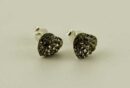 Earring Silver Stud Heart Black