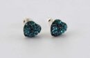 Earring Silver Stud Heart Blue