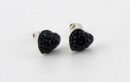 Earring Silver Stud Heart Jet