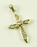 Silver Pendant Cross Cz Pink