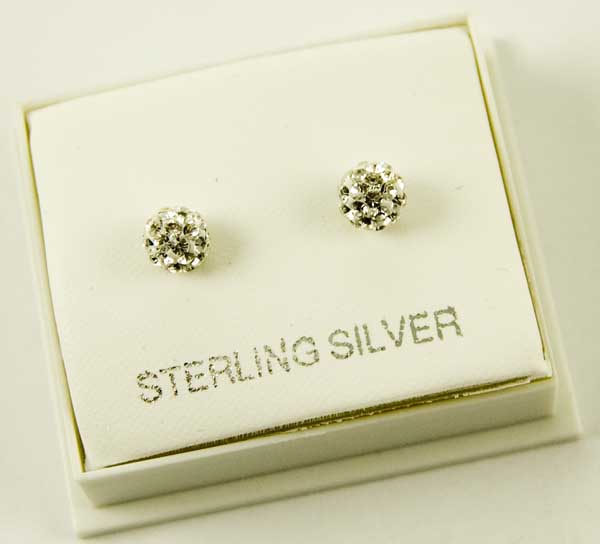 Silver Earring Crystal Cluster
