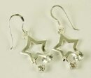 Silver Earring Star Clear L3cm