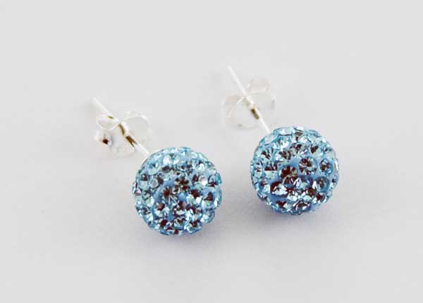 Earring Cluster Aqua 8mm Ball
