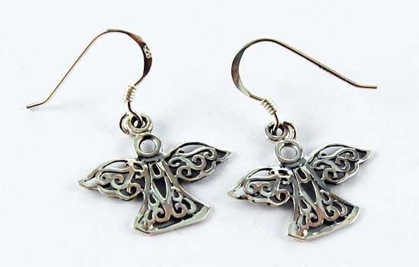 Earring Silver Angel Cut
