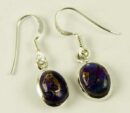 Silver Earring Oval Purple