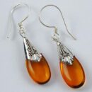 Earring Silver Drop Cherry Amber