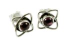 Earring Silver Stud Garnet