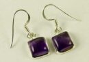 Silver Earring Square Amethyst