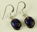 Silver Earring Oval Purple