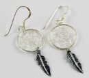 Earring Silver Dream Catcher Plain 14mm