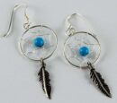 Earring Silver Dream Catcher Turquoise 16mm