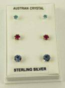Earring Silver Stud 3 Pairs