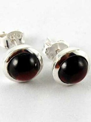 Earring Silver Stud Garnet