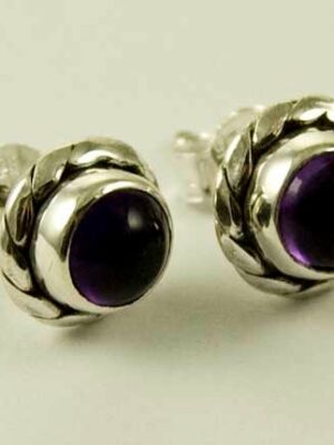 Silver Earring Stud Amethyst 7mm