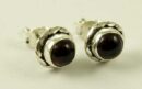 Silver Earring Stud Garnet 7mm