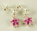 Earring Stud Star Pink  And Clear Stone