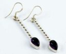 Earring Twisted Drop Teardrop Stone Amethyst