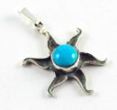 Pendant Silver Flower Turquoise