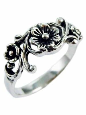 Ring Silver Floral Design