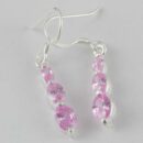 Silver Earring Cz 3 Stones Pink