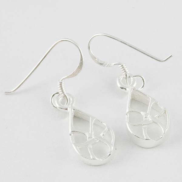 Silver Earring Tear Drop Cut
