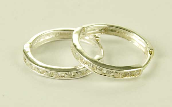 Silver Earring Hoop Clear D2cm