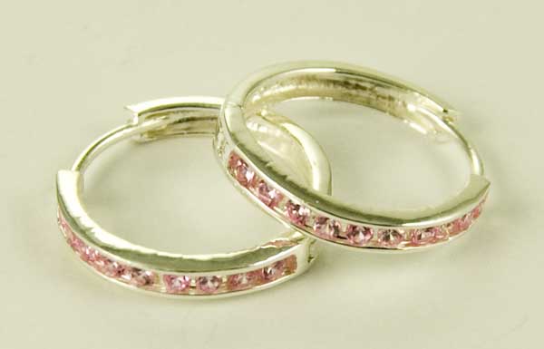 Silver Earring Hoop Pink D2cm